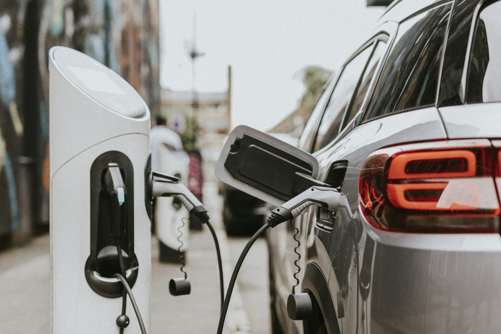 Electric car (EVs) battery being charged